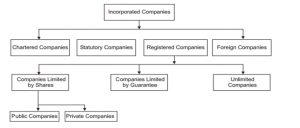How are companies divided according to their incorporation